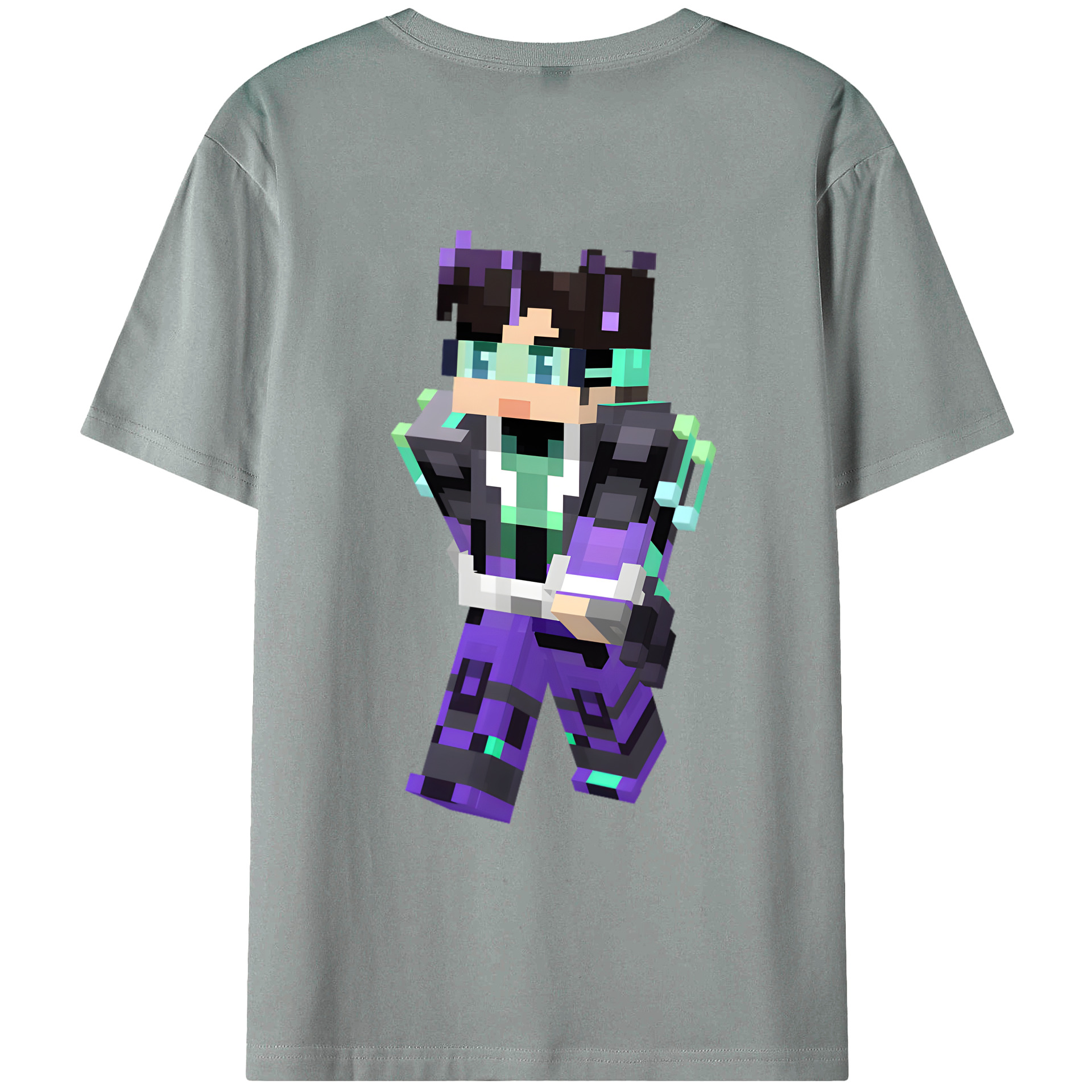 （画像用） マインクラフト ブロックの世界 Minecraft MC Block world 綿100％ メンズ半袖Tシャツ（バックプリント） 通気性